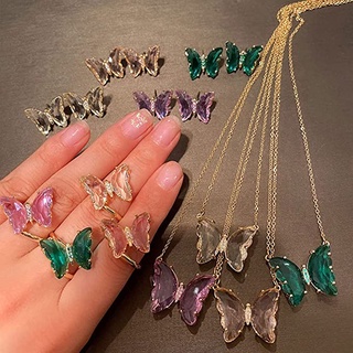 Colar Vidro Cristal Borboleta Super Fada Gargantilha De Corrente De Clavícula De Sonho Folheado A Ouro 18k