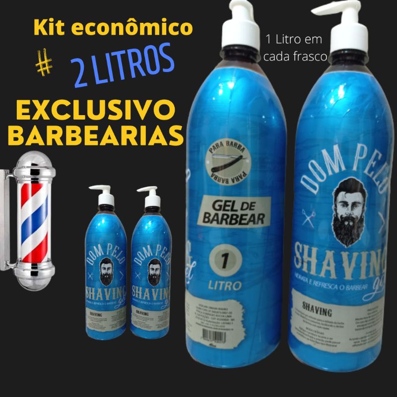 kit 2 Shaving concentrado, Profissional, Gel de Barbear não diluído. 1 litro cada "Dom Pelo"