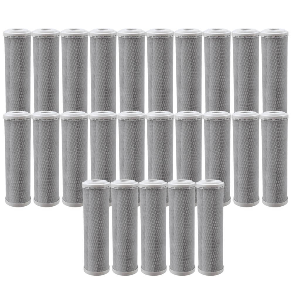 Kit 25 unidades Refil Filtro BBI Carbon Block Encaixe para Carcaças de 9.3/4" x 2,5" E230 Compatível Hoken, Acquastar, G