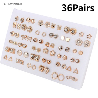36 Pares/18 Brincos Femininos , Conjunto De Elegante Rhinestone Flores De Cristal , Jóias Para Meninas