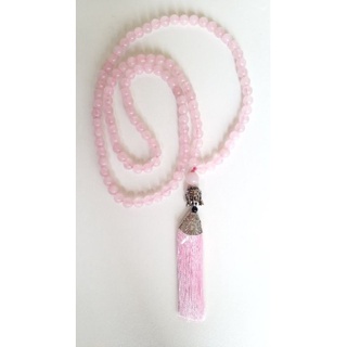 japamala 108 contas em pedras quartzo rosa hoponopono em Oferta na Shopee