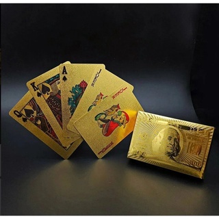 Baralho Dourado Ouro 24K Folheado Luxo Premium Poker Truco Cartas Cassino Jogo Presente