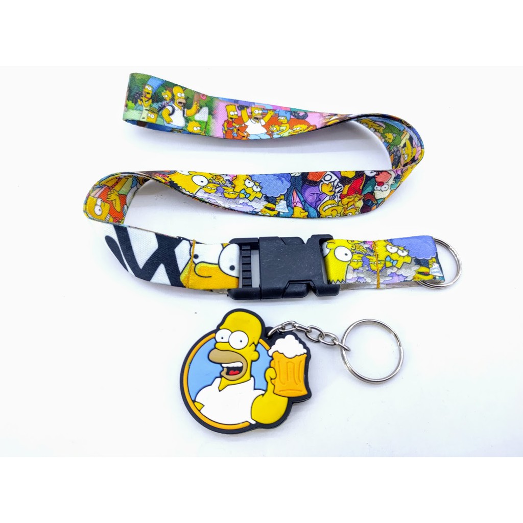 Os Simpsons Kit Cordão + Chaveiro, Cordão da Família para chave crachá e Chaveiro Homer