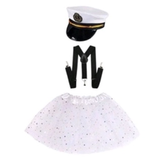 Fantasia Marinheiro Suspensório 2/3 Pçs Carnaval Festa Cosplay Bloquinho adulto