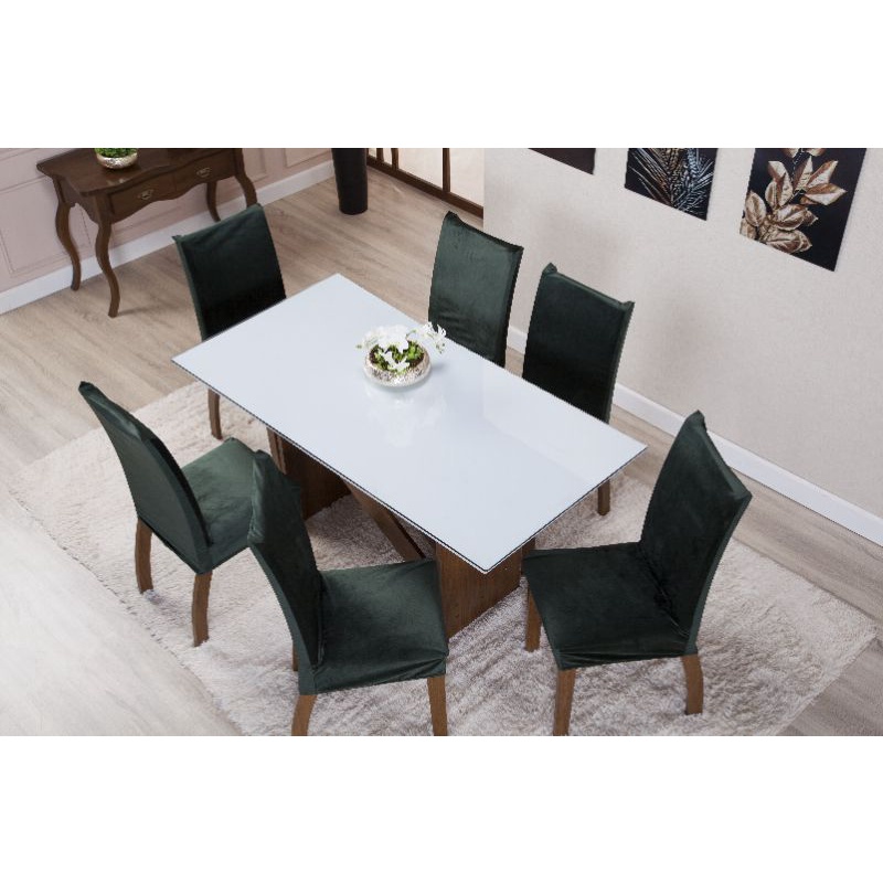 Capa de cadeira p/ jantar "veludo verde musco" linha luxo inverno (kit com 4) ..