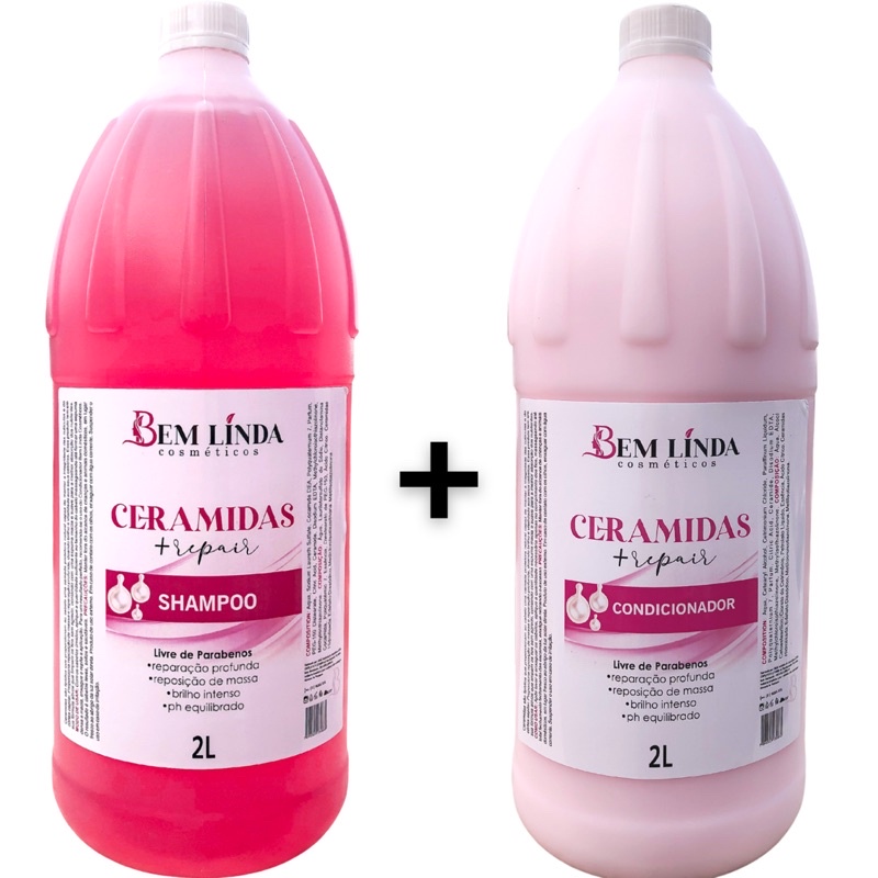 Kit 2 litros CERAMIDAS Shampoo e Condicionador 2 litros/ kit lavatório alto rendimento profissional