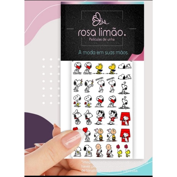 cartela com 32 peliculas de unhas SNOOPY em Oferta na Shopee