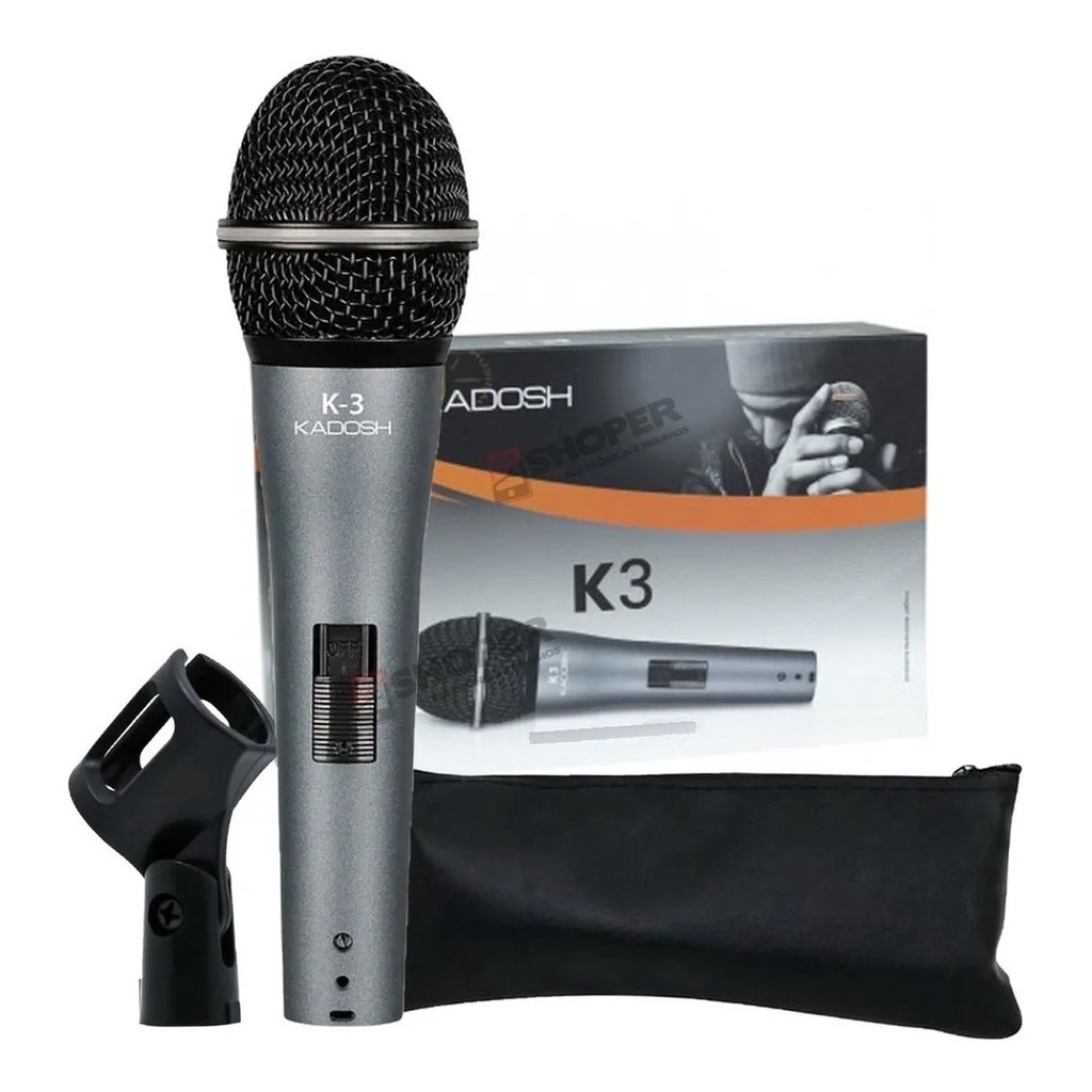 Microfone de Mão Kadosh K3 - Microfone Kadosh K-3 Dinâmico Profissional Conexão Com Fio