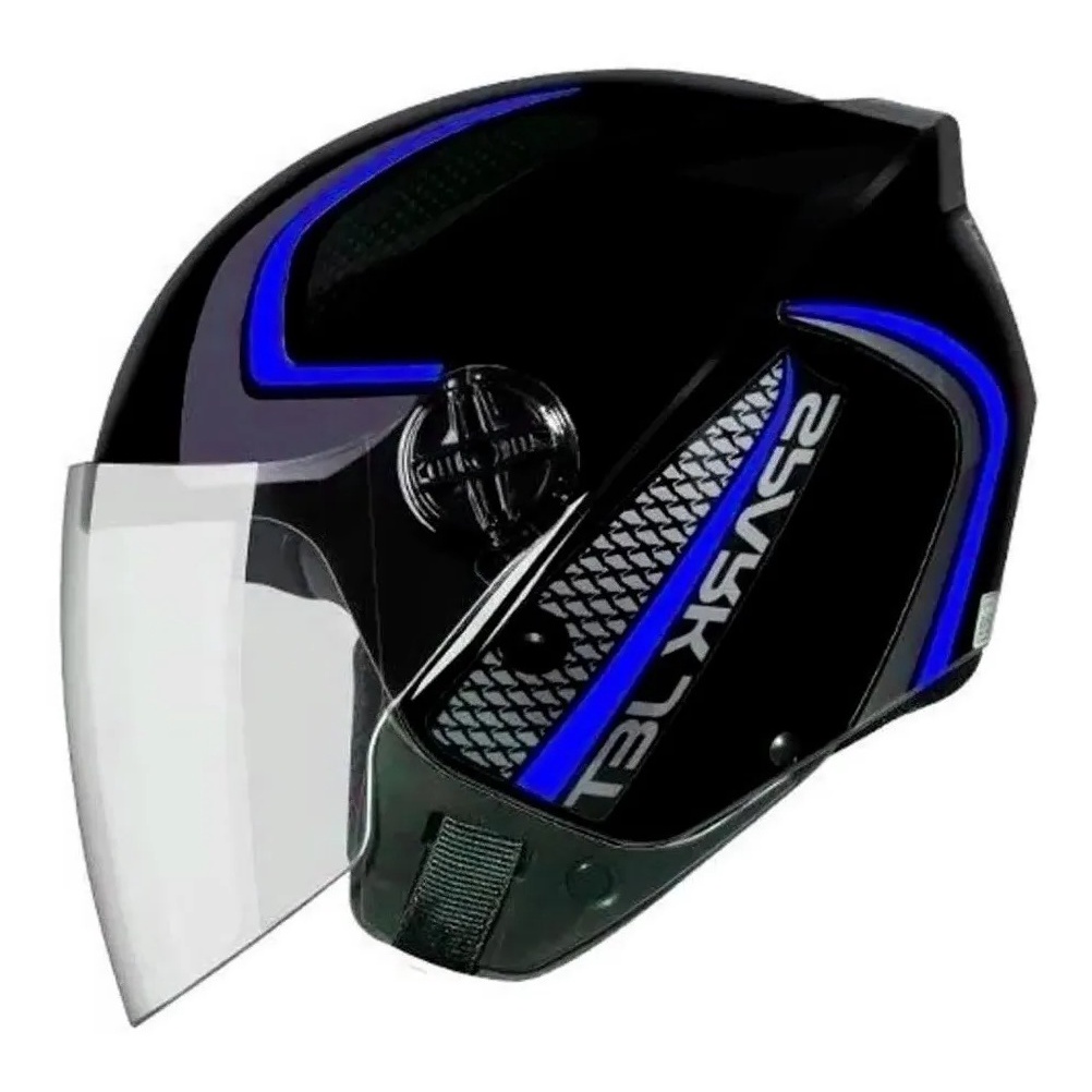 CAPACETE ABERTO EBF JET SPEED PRETO E AZUL
