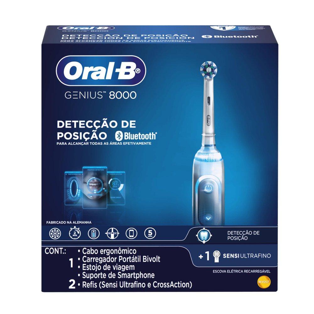 Escova Elétrica Oral-B Genius 8000  + 2 Refis Sensi Ultrafino e CrossAction