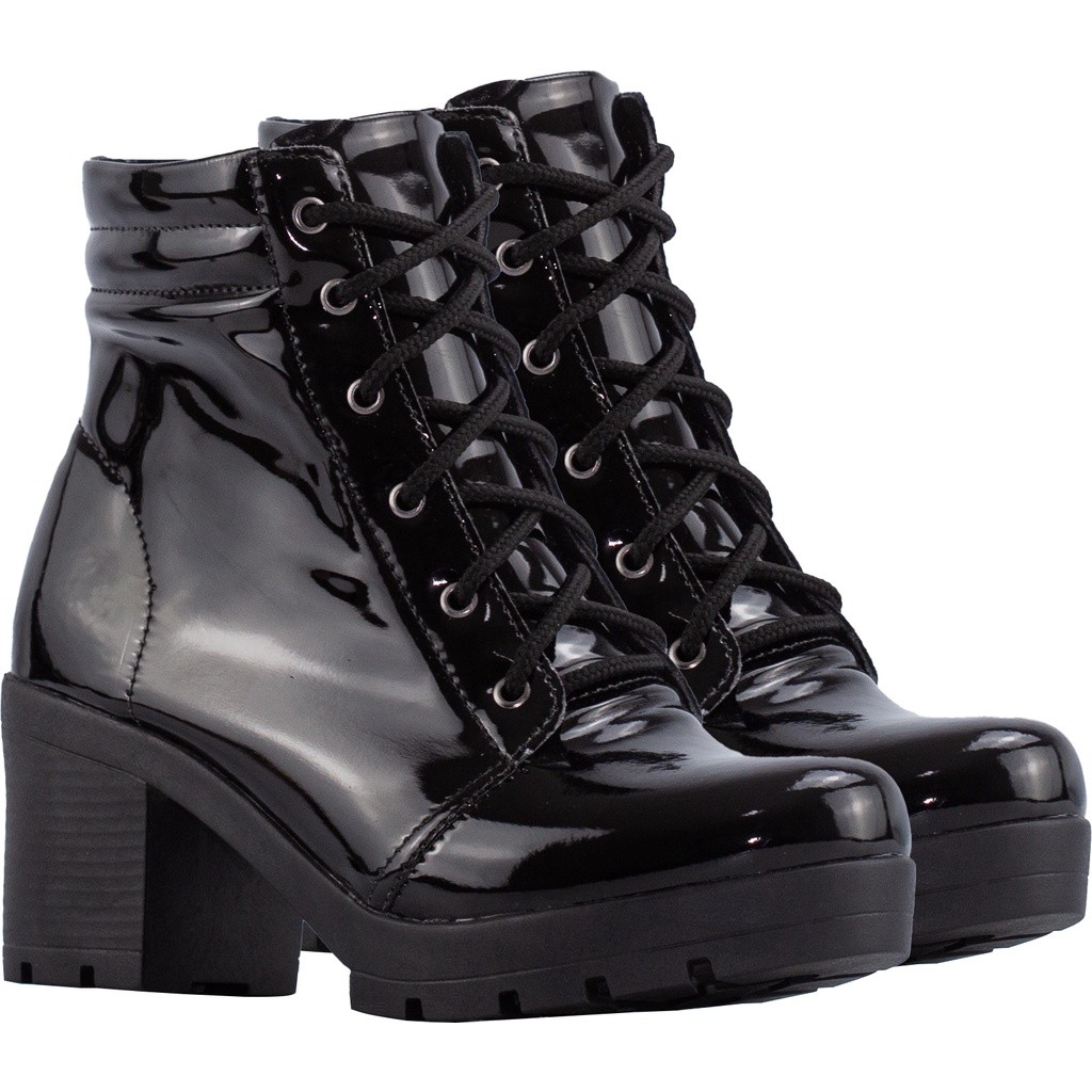 Coturno Feminino Lumiss Bota Salto Grosso Cano Curto Conforto em Oferta na Shopee