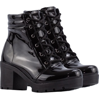 Coturno Feminino Lumiss Bota Salto Grosso Cano Curto Conforto