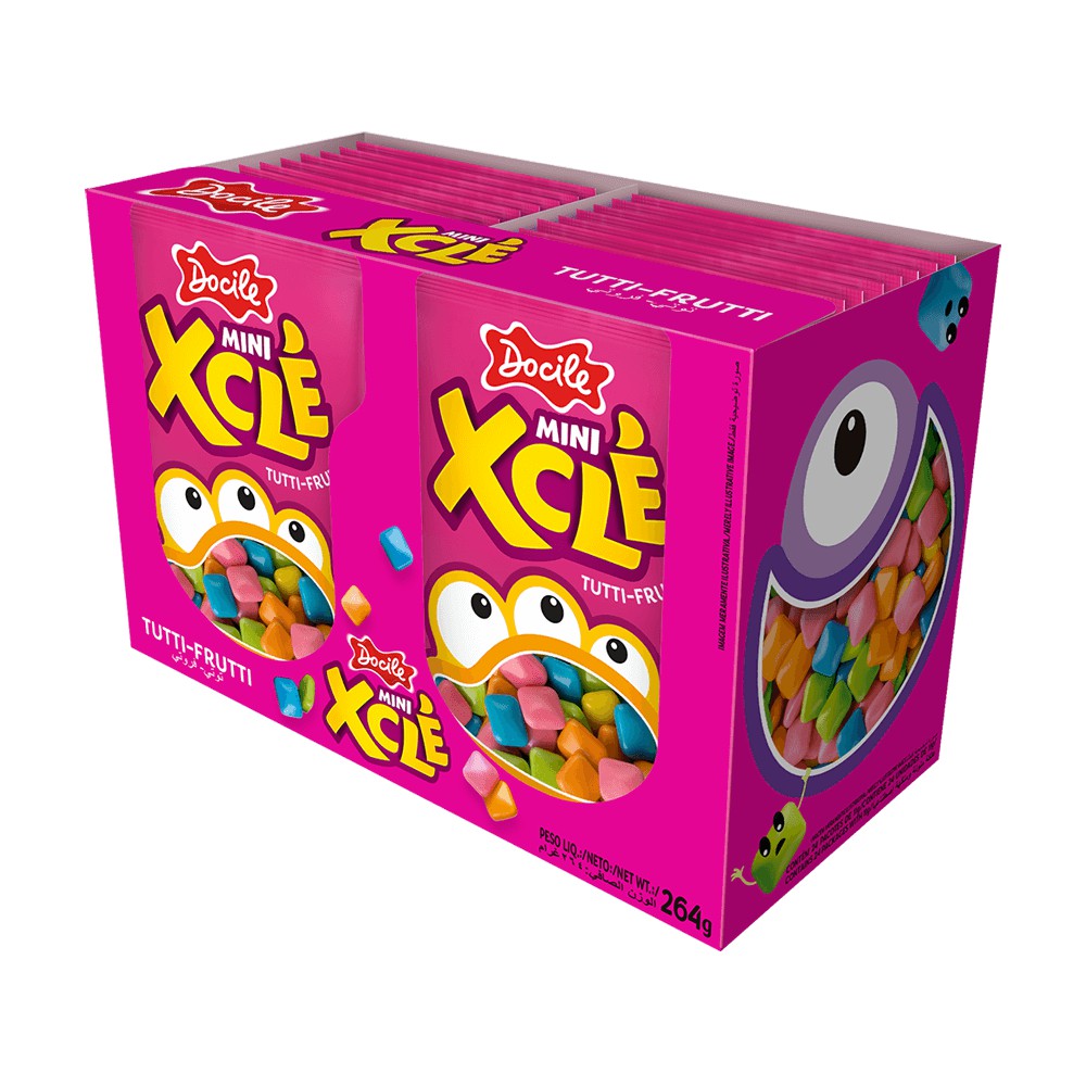 DISPLAY CHICLETE GOMA DE MASCAR DOCILE XCLÉ Mini Chicles Tutti-frutti - 24un X 11g 264G