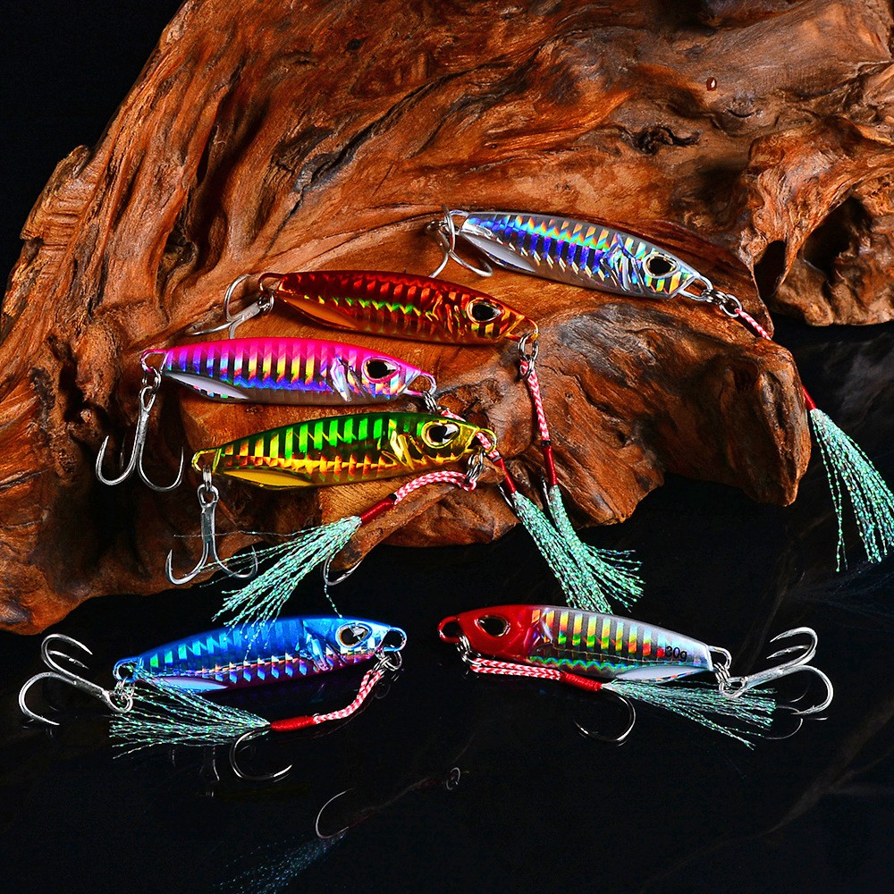 Detalhes do 1 Pcs Laser Japão Duo Metal Jig Isca De Pesca 10g/15g/20g/30g/40g/50g Lento Chumbo Artificial Jigging
