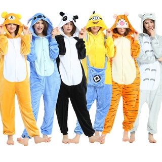 Kigurumi Ponto Panda Tigre Onesies Mulheres Homens Animal Dos Desenhos Animados Pijamas Macacões Trajes Miúdos