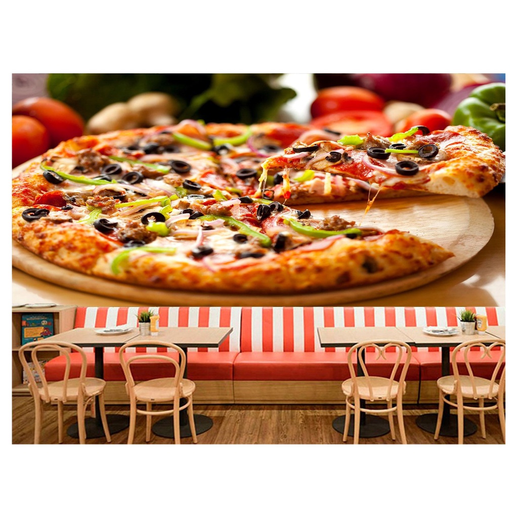 papel de parede Alimento Pizza Queijo 3D 10m² AL133