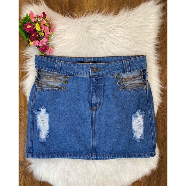 saia jeans com corrente lateral | Shopee Brasil