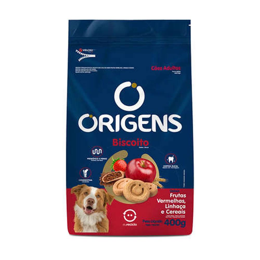 Biscoito Origens Premium Especial Biscoito Cães Adultos Frutas Vermelhas, Linhaça e Cereais 400g