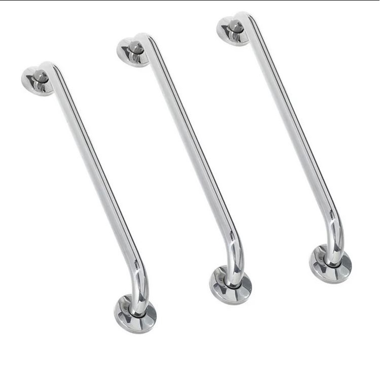 Alça de Apoio Barra 60cm Kit 3 Unidades Inox Cadeirante Idoso Deficiente Banheiro Segurança Acessibilidade