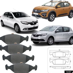 Jogo Pastilha de Freio Original Cobreq Logan Authentique 1.0 16V Dynamique 2014 2015 2016 2017 2018 2019 2020 Expression Sandero Stepway 2021