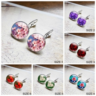 Sakura Flores Brincos Cabochon Vidro Gancho Banhado A Prata De Papoula Daisy Rose Jóias Moda Para As Mulheres Presente Do Dia Dos Namorados