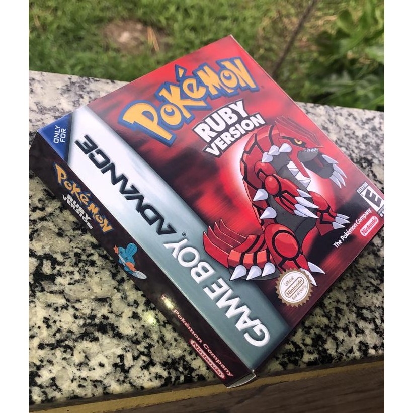 caixa com berço repro para pokemon ruby de gameboy advance gba