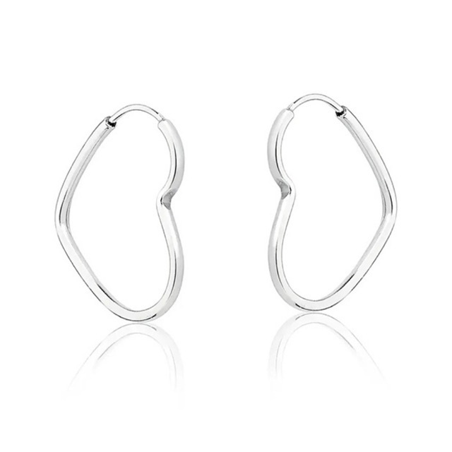 Brincos prata 925 argola coração pequena prata 925 - 16mm