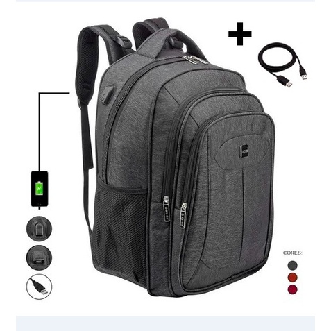 Mochila Masculina Com Cabo Usb Executiva Mochila Feminina Escolar Impermeável  Linha Premium