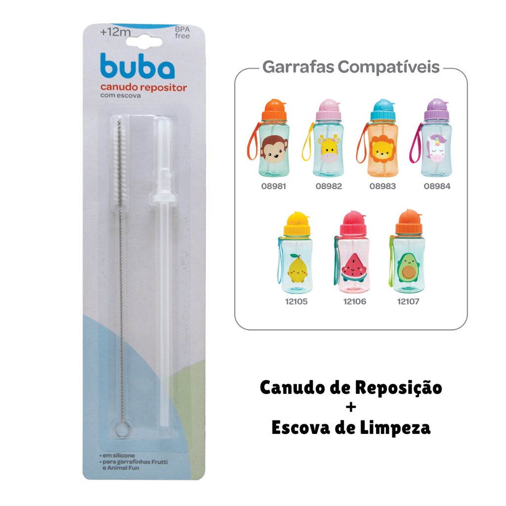 Canudo de Silicone Reposição para Garrafa Frutti e Animal Fun Buba com Escova em Oferta na Shopee