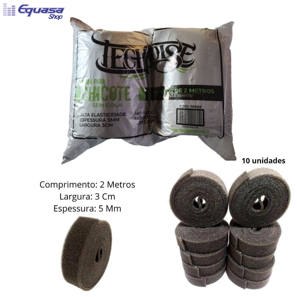 Espuma Sem Cola P/ Chicote Automotivo Anti-chama - 1 Pacote com 10 rolos Technoise