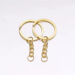 argola para chaveiro italiana achatada - dourada - 25mm 50 peças