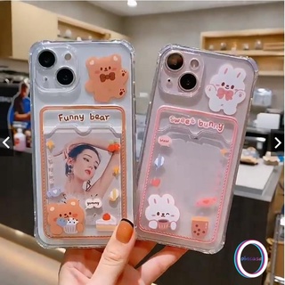 Desenho Engraçado Urso Doce Coelho Transparente Capa De Celular Compatível Com IPhone 11 7 8 6 6s Plus XR 13 12 Pro Max XS X SE 2020 Porta-Cartões Carteiras Anti-Impacto Macio TPU Capinha