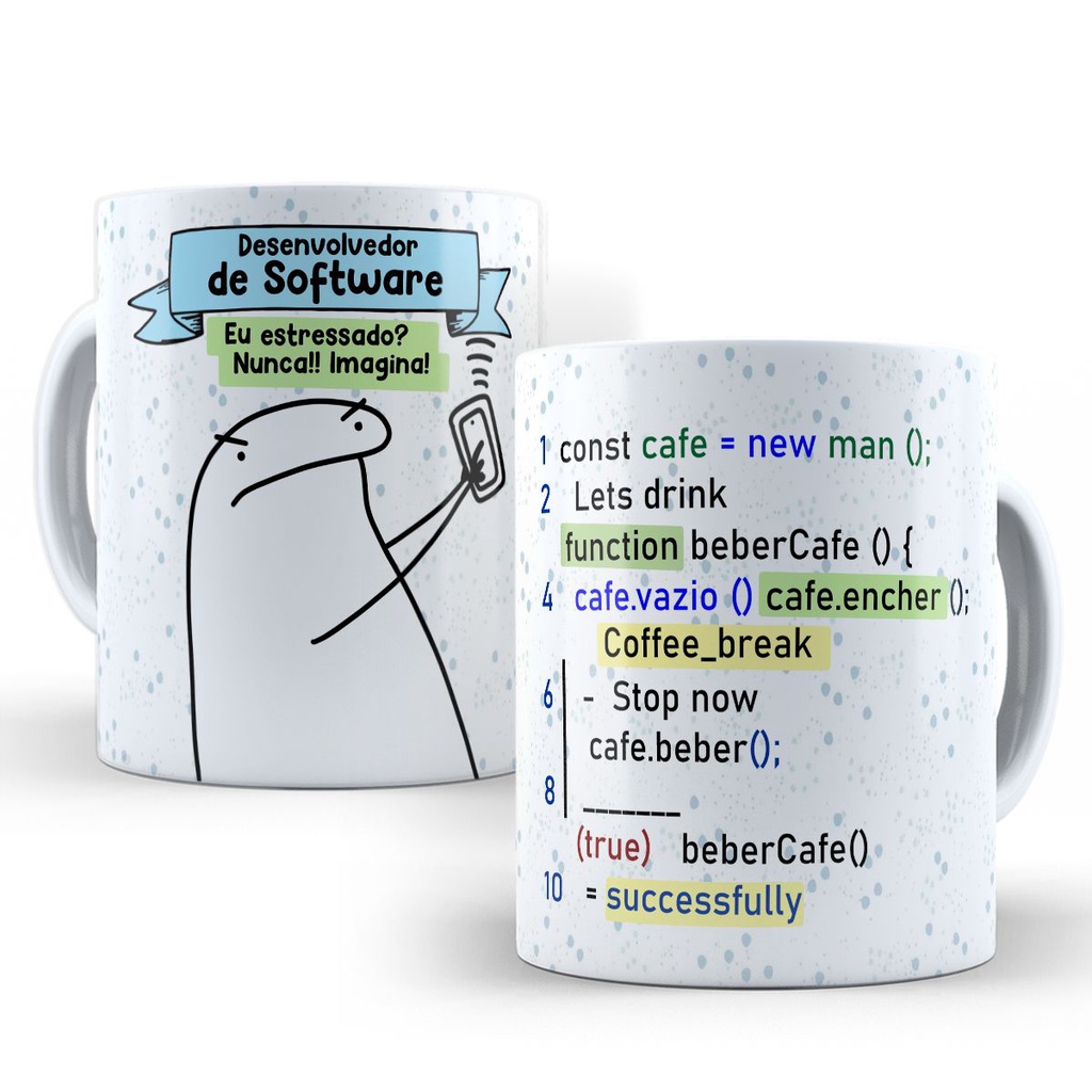 Caneca Desenvolvedor Profissões Flork Meme Divertida Personalizada 325ml