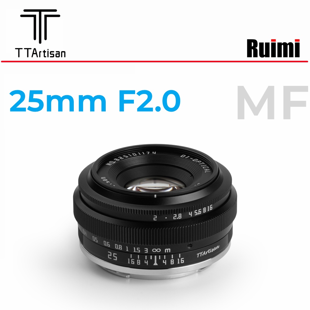 TTArtisan 25mm F2.0 Lente De Foco Manual APS-C Para Câmeras Sem Espelho Canon EOS-M/Sony E/Fuji X/M43/Nikon Z/RF/L Mount Mirrorless