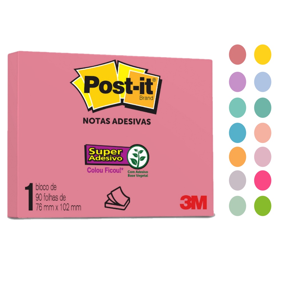 Bloco Adesivo Post-It 3M 76x102 mm c/ 90 Fls