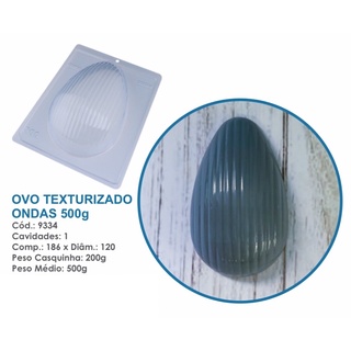 Forma BWB Com Silicone (3 partes) Para Chocolate Cód. 9334 - Ovo Texturizado Ondas 500g. Páscoa
