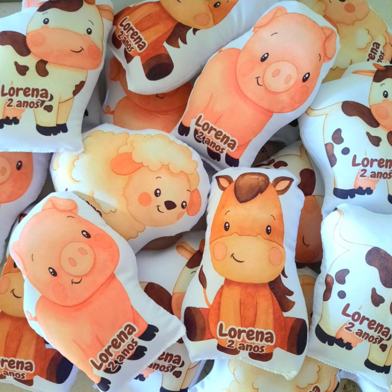 almofadas 20cm Fazendinha aquarela personalizadas para lembrancinha de aniversário festa batizado