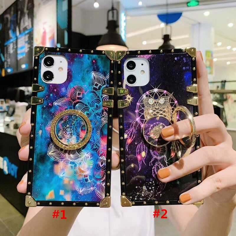 Para Samsung Galaxy A04S A03 A13 A23 A33 A53 Maré De Moda Marca De Luxo Starry Sky Wind Chimes Mandala Flor Quadrada Caixa De Telefone Com Suporte Anéis