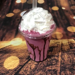 100 copo Milk-shake com tampa bolha com furo 400 ml pp ( chocobraz )//(CHOCO)
