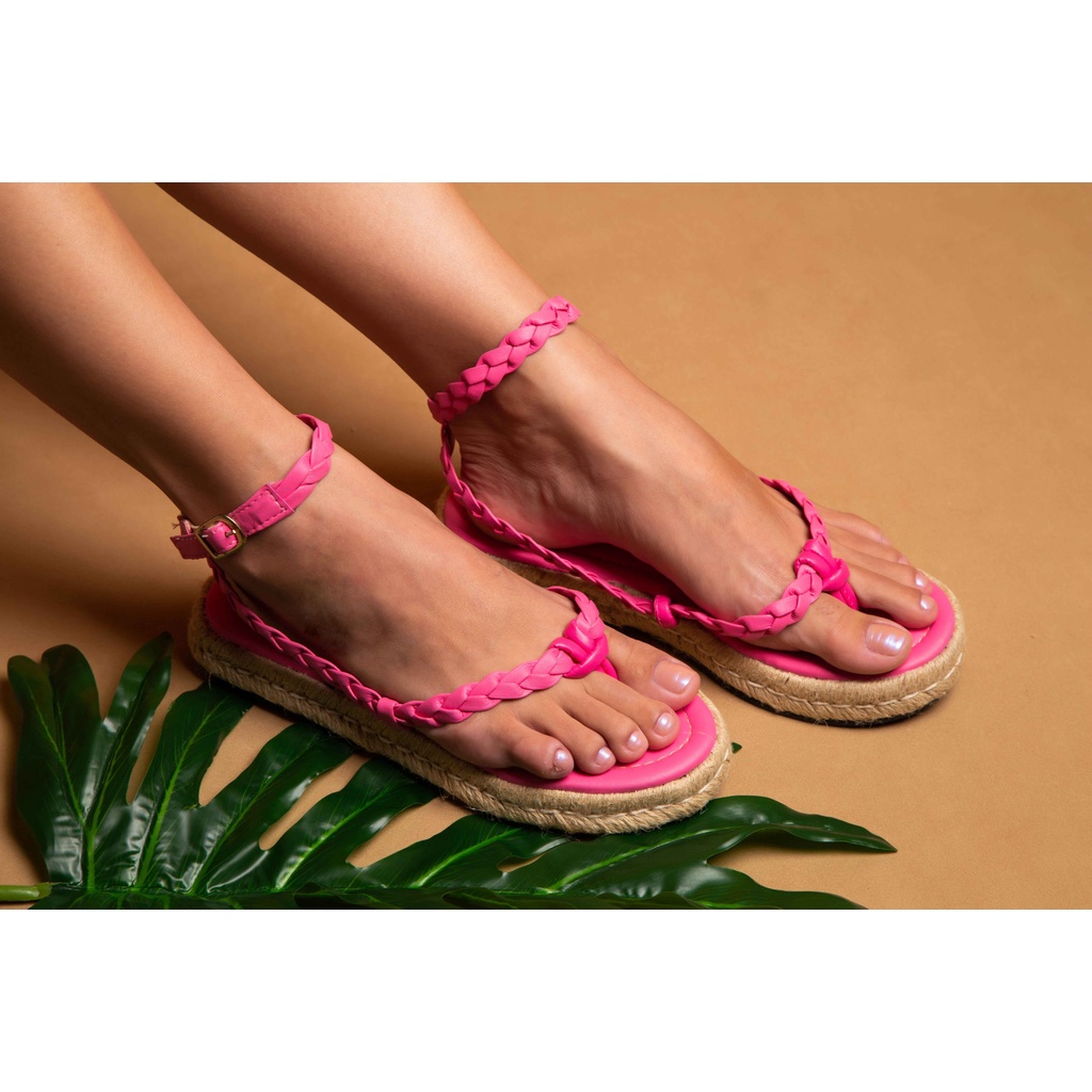 Sandália Birken Rasteira Feminina De Amarrar Papete Flatform bico redondo Amarração Collor Tira Trançada blogueira-exclusiva Promoção
