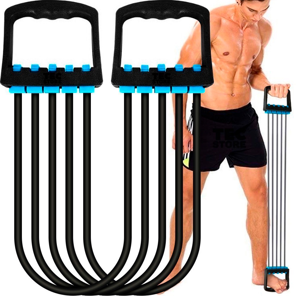 Extensor Peitoral Multifuncional De Elástico Com Ajuste De Intensidade 5 Níveis Braço Biceps Triceps