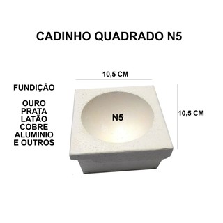 Cadinho Fundição Quadrado N5 Ourives Refratario funde 400g prata ouro cobre latao aluminio suporta ate 2000 graus