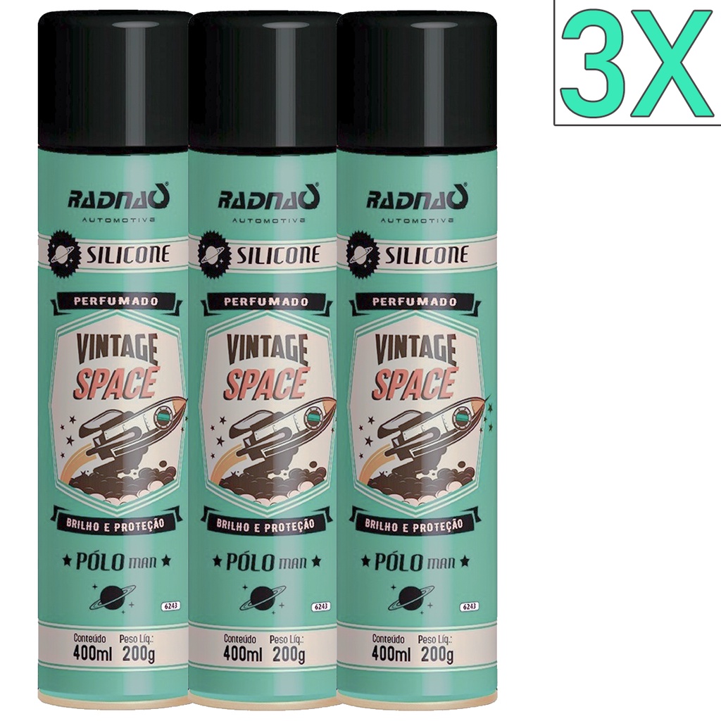 Kit 3 Unidades Silicone Spray Perfumado Space Pólo Man Radnaq 400mL