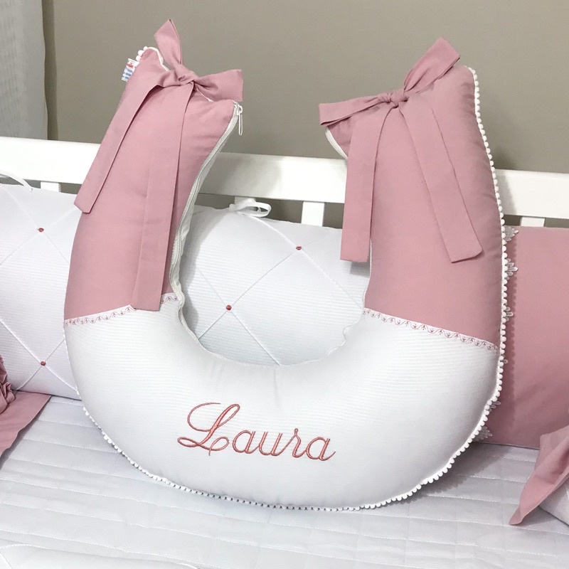Almofada de Amamentação Personalizada Rosé/Rosa Baby Mania - Menina