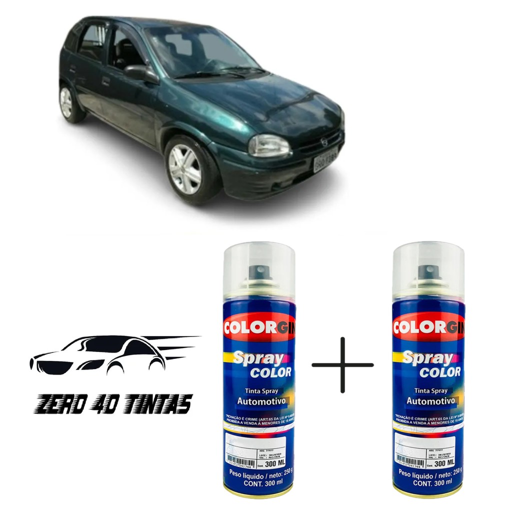 Tinta automotiva spray Verde West GM com verniz + lixa p/ reparos