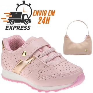 tenis infantil feminino club happy com bolsinha.