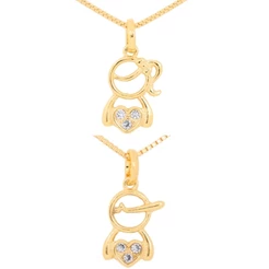 Colar Feminino Menina Menino Folheado a Ouro 18k Corrente com Pingente para Presente de Mães