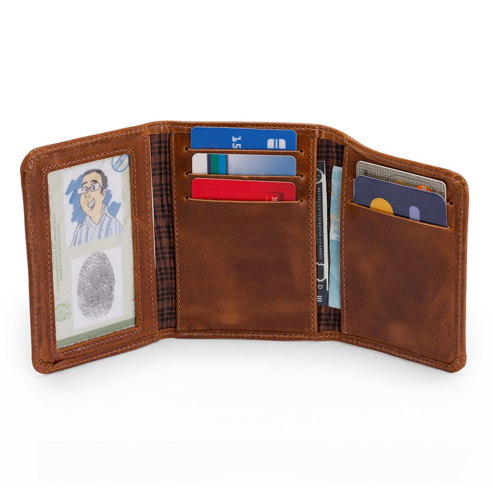 Carteira Slim Em Couro Legítimo Original Com Fino Acabamento