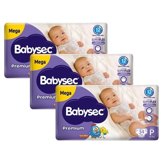 Kit 3 Fraldas Babysec Galinha Pintadinha Premium Tamanho P 34 unidades cada