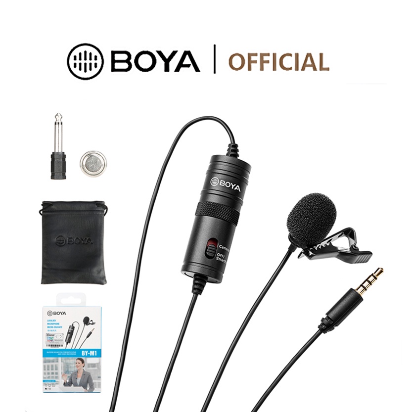 BOYA Microfone Omnidirecional BY-M1 Com De Lapela (6M) Para Smartphone DSLR Vlog Filmadora/Gravador De Áudio De Streaming Ao Vivo